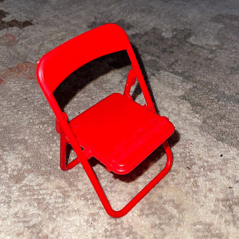 Red 1pc mini foldable chair phone stand holder android apple plastic gag gift